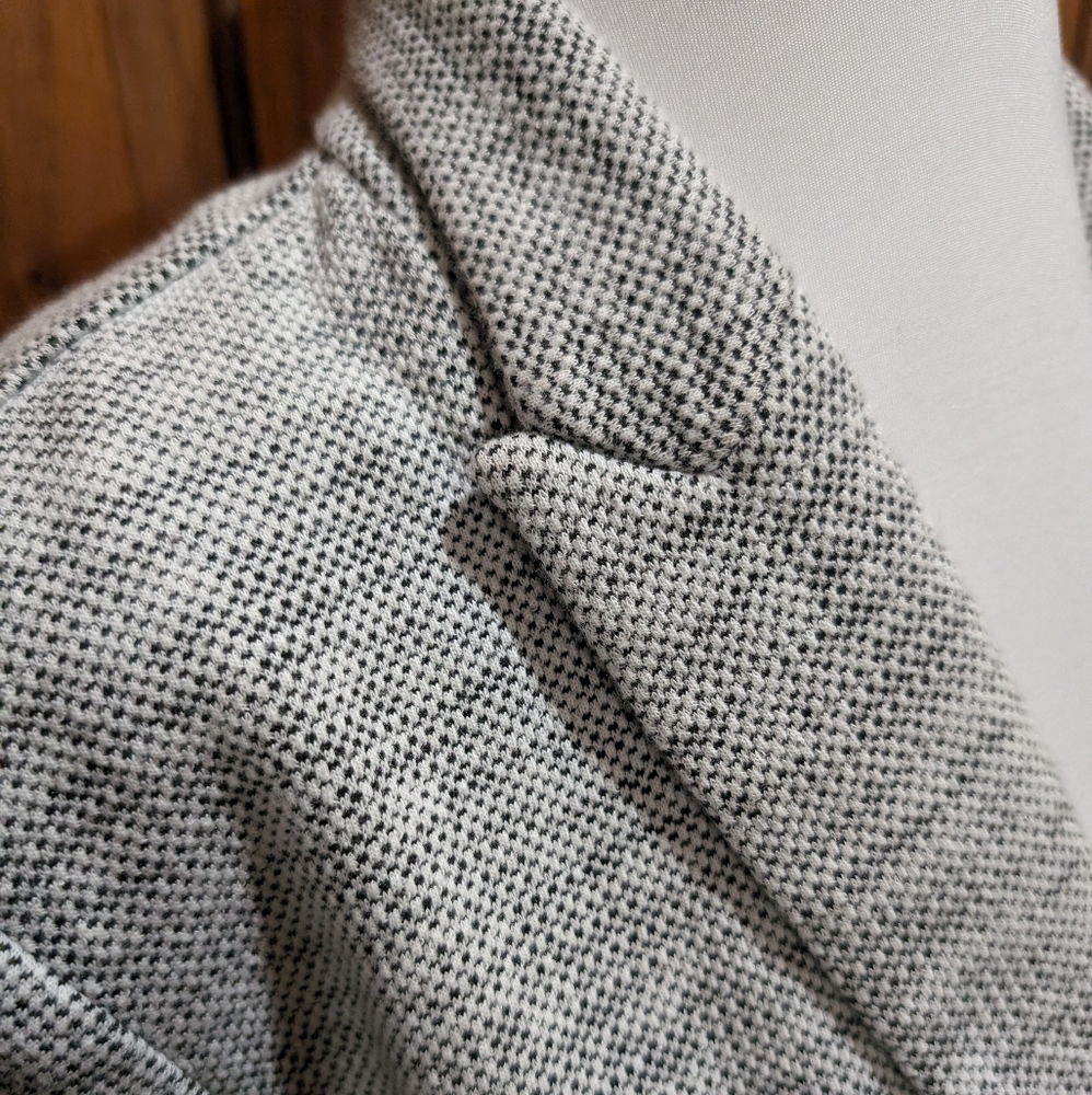 Versona S heathered grey twill look comfy stretch hip length jacket 3/4 sleeve - Picture 3 of 7